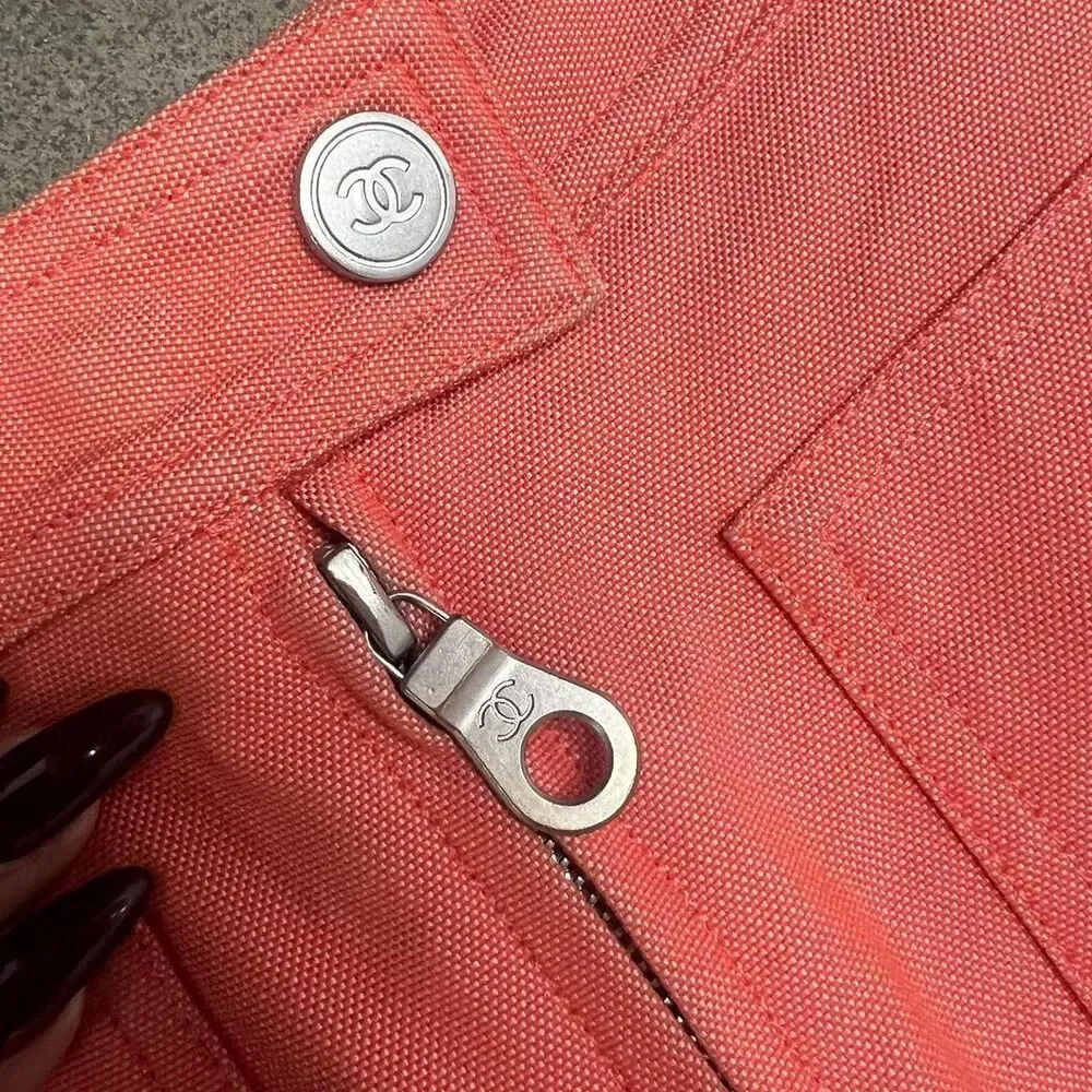 SS 2002 Chanel Identification orange peach utility cargo style pants 02S IT42